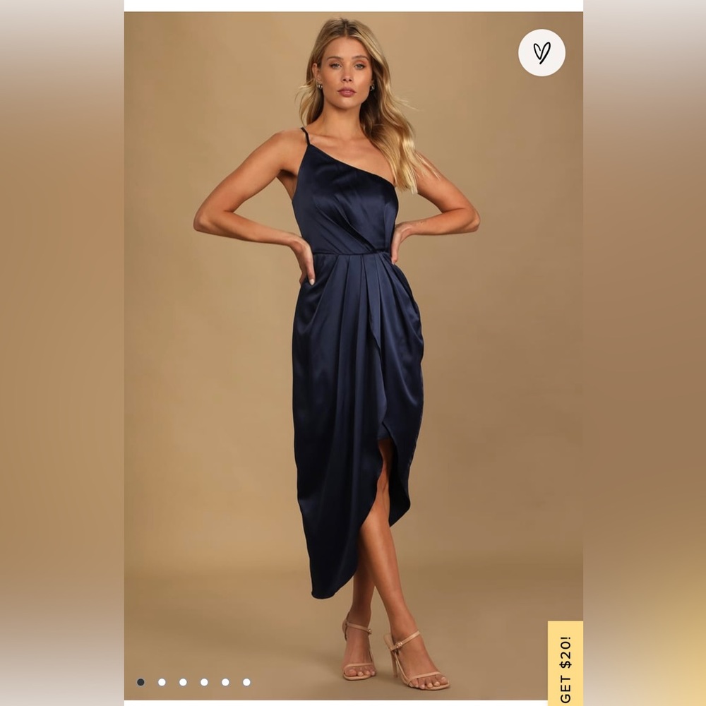 Lulu’s Navy One-Shoulder Asymmetrical Dress